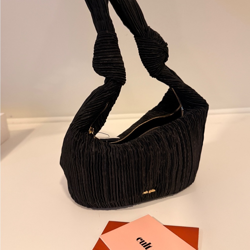 Cult Gaia Mina Knotted Satin Pleated Shoulder Bag NWT Net-A-Porter - Picture 6 of 9